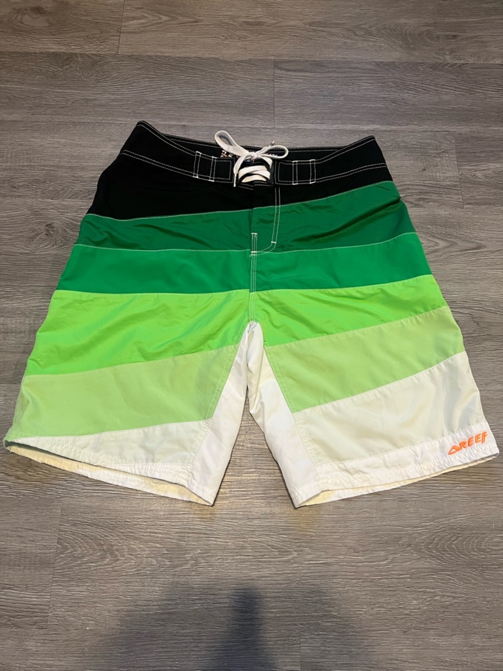 Reef Men’s Black and Green Gradient Board Shorts